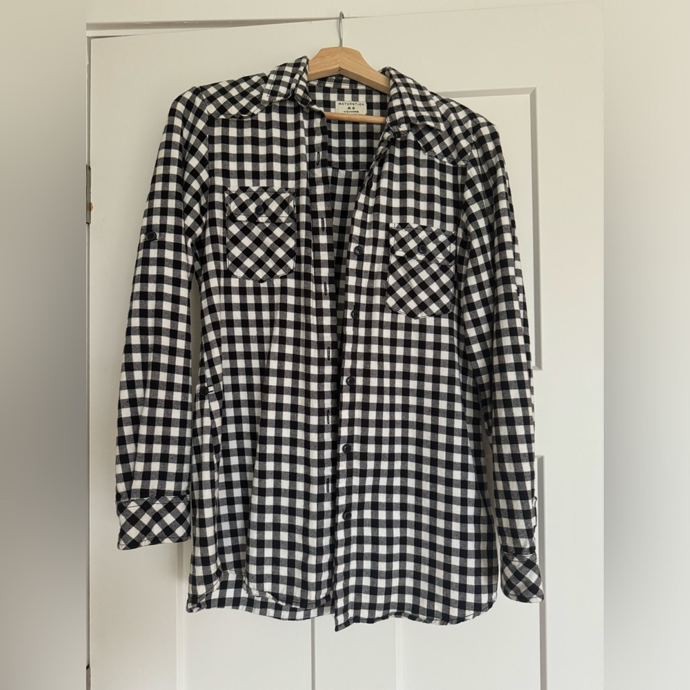 Size S flannel. Black & white gingham.